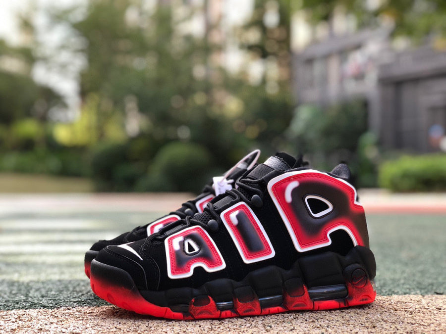 Nike Air More Uptempo Black White Laser Crimson