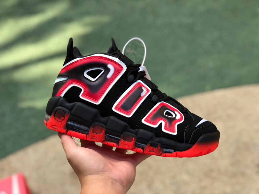 Nike Air More Uptempo Black White Laser Crimson