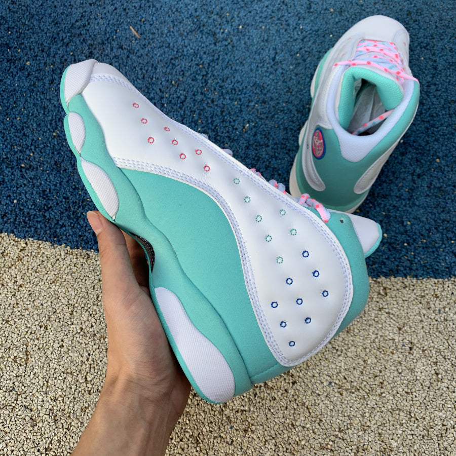 Jordan 13 Retro White Soar Green Pink