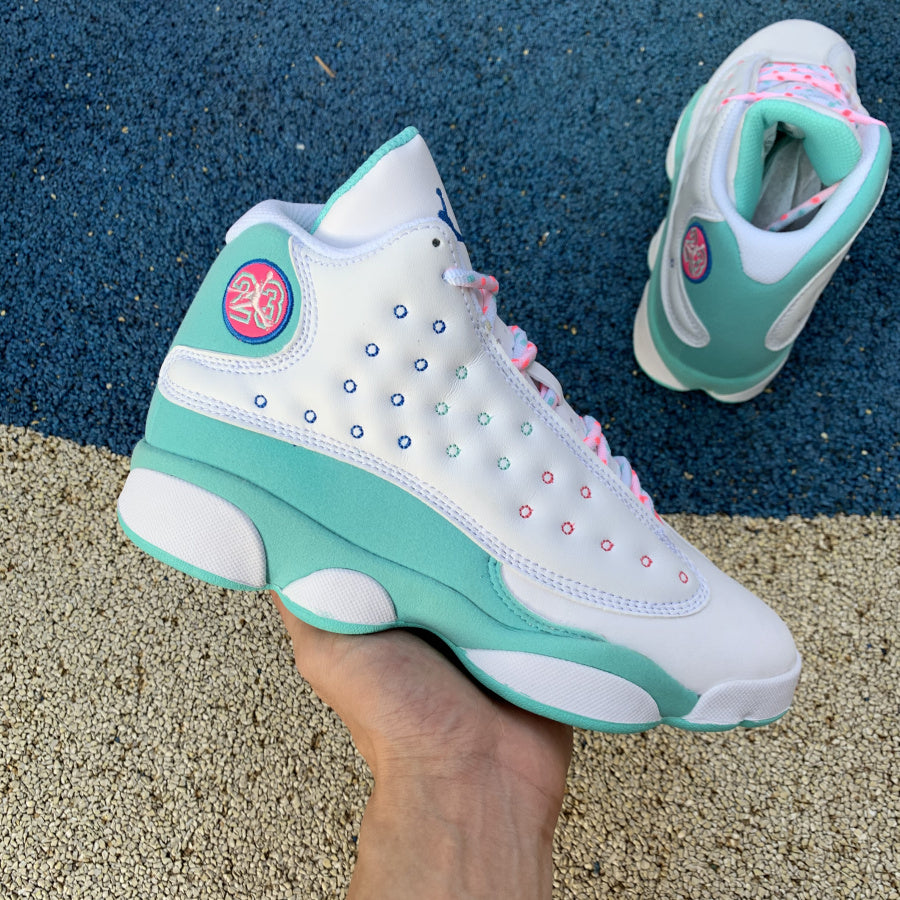 Jordan 13 Retro White Soar Green Pink