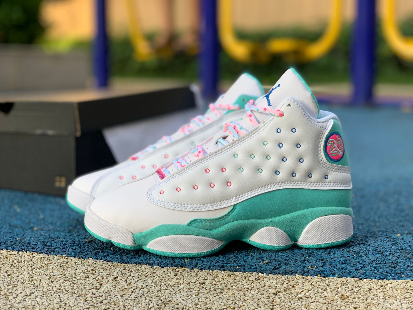 Jordan 13 Retro White Soar Green Pink