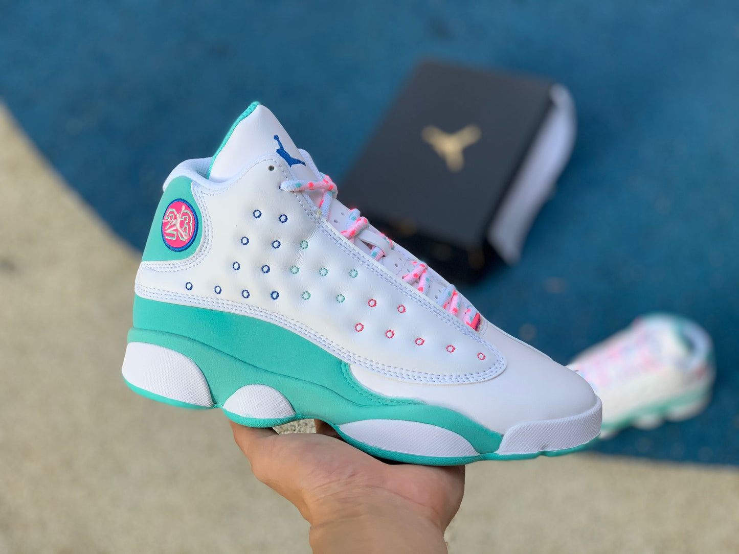 Jordan 13 Retro White Soar Green Pink