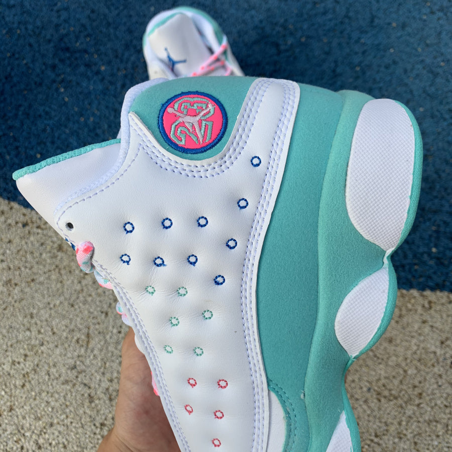 Jordan 13 Retro White Soar Green Pink