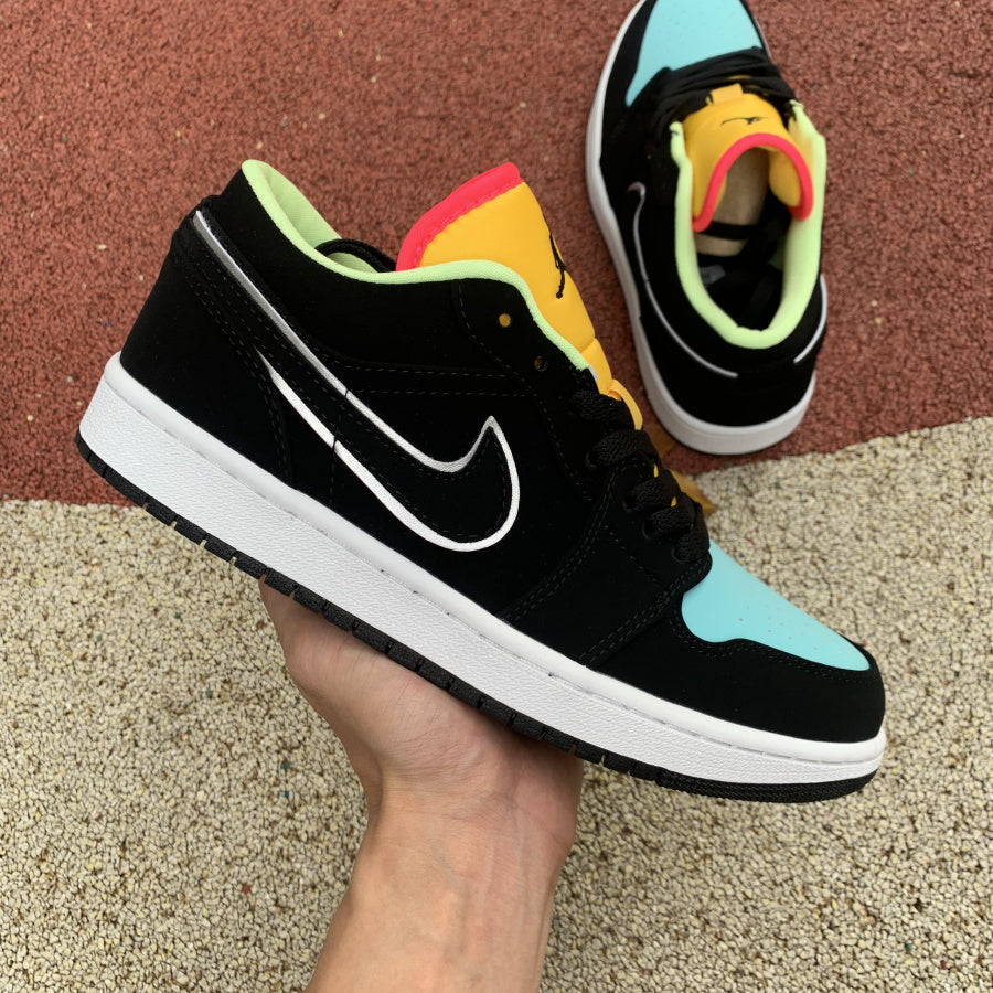 Jordan 1 Low Black Aurora Green Laser Orange