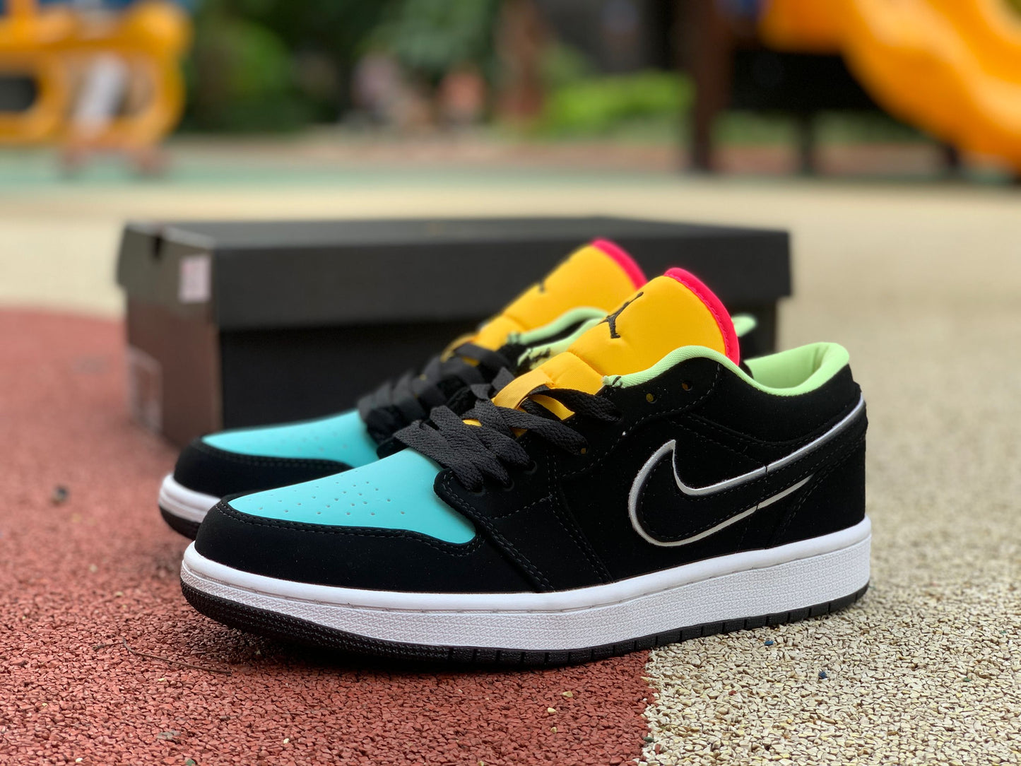 Jordan 1 Low Black Aurora Green Laser Orange