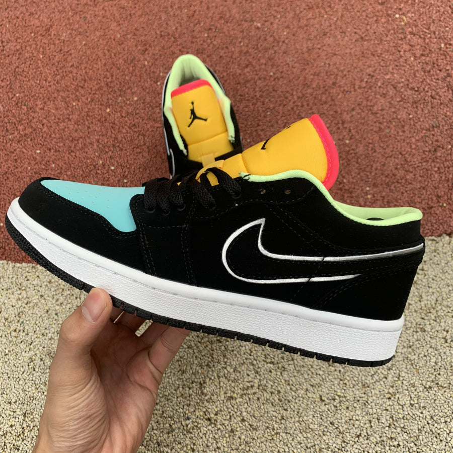 Jordan 1 Low Black Aurora Green Laser Orange