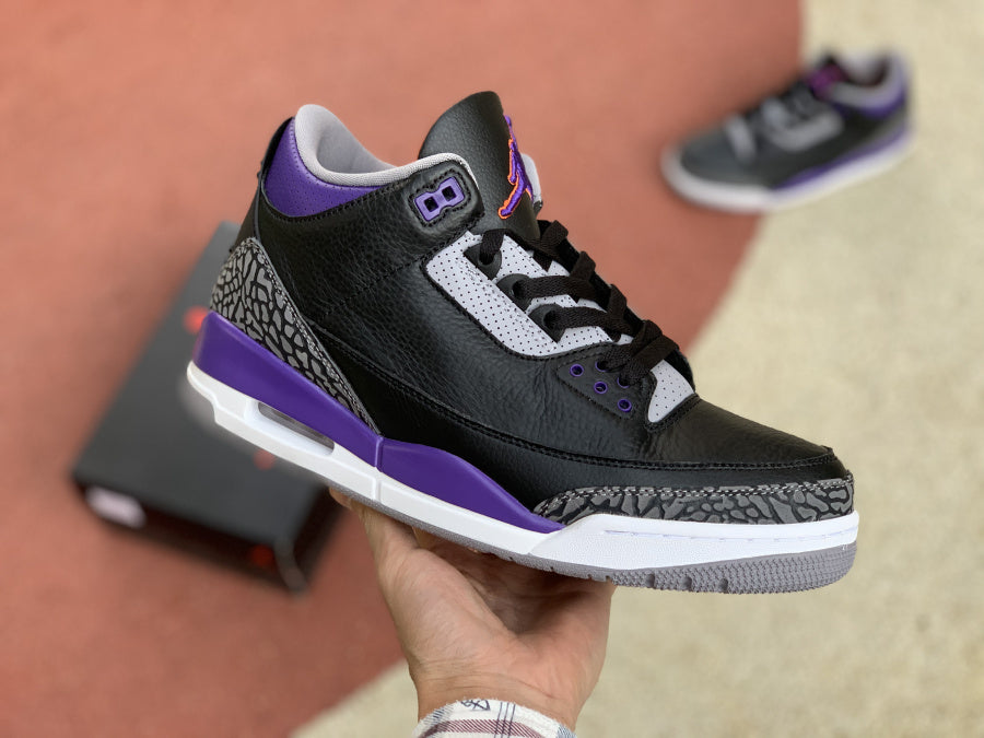 Jordan 3 Retro Black Court Purple