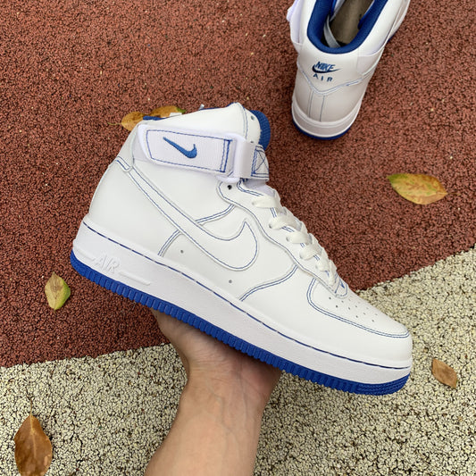 Nike Air Force 1 High White Royal Blue Contrast Stitch