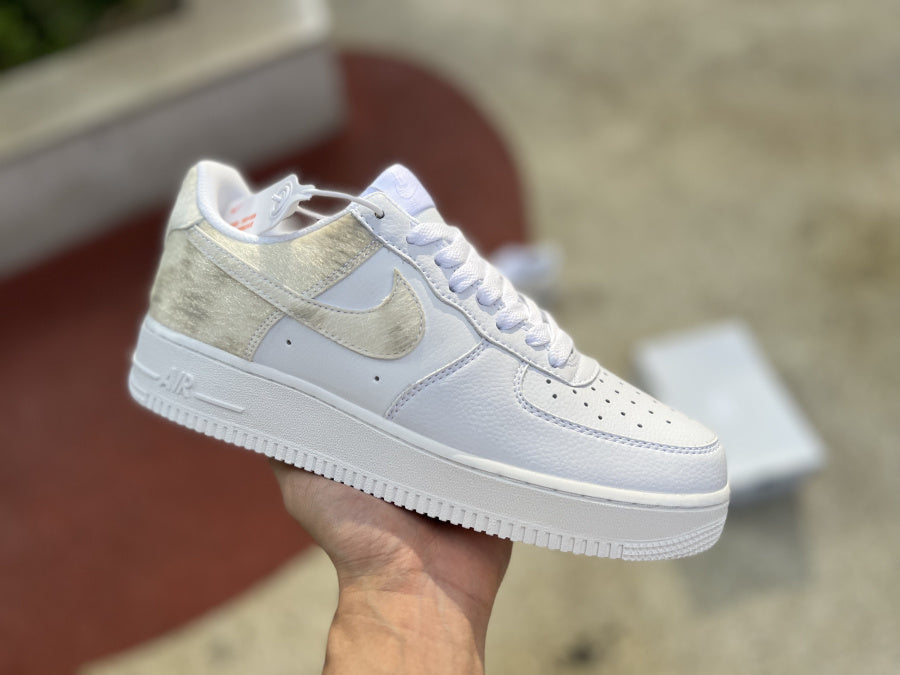 Nike Air Force 1 Low White Pony Hair Heel