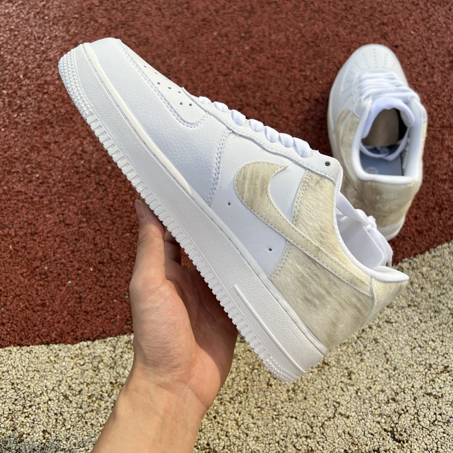 Nike Air Force 1 Low White Pony Hair Heel