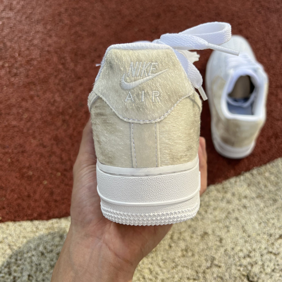 Nike Air Force 1 Low White Pony Hair Heel