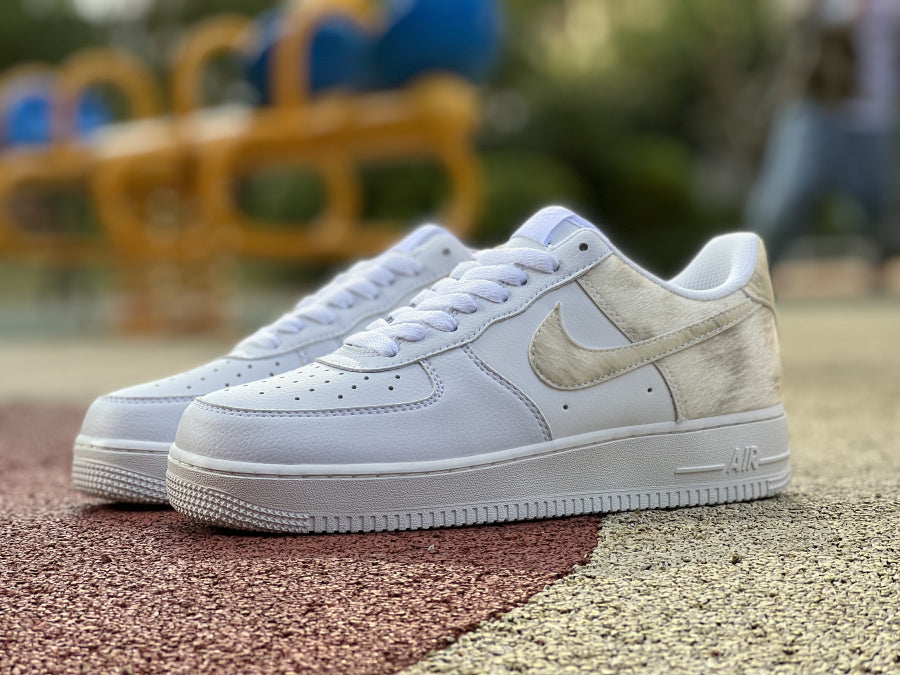 Nike Air Force 1 Low White Pony Hair Heel