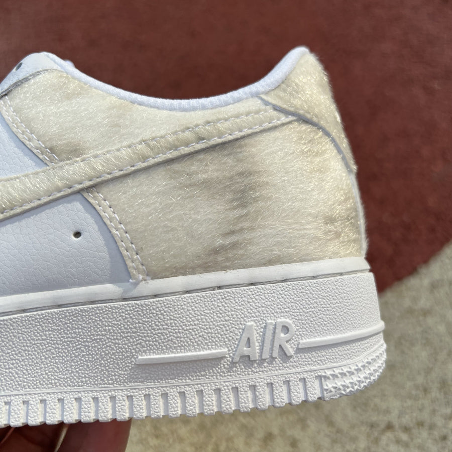 Nike Air Force 1 Low White Pony Hair Heel