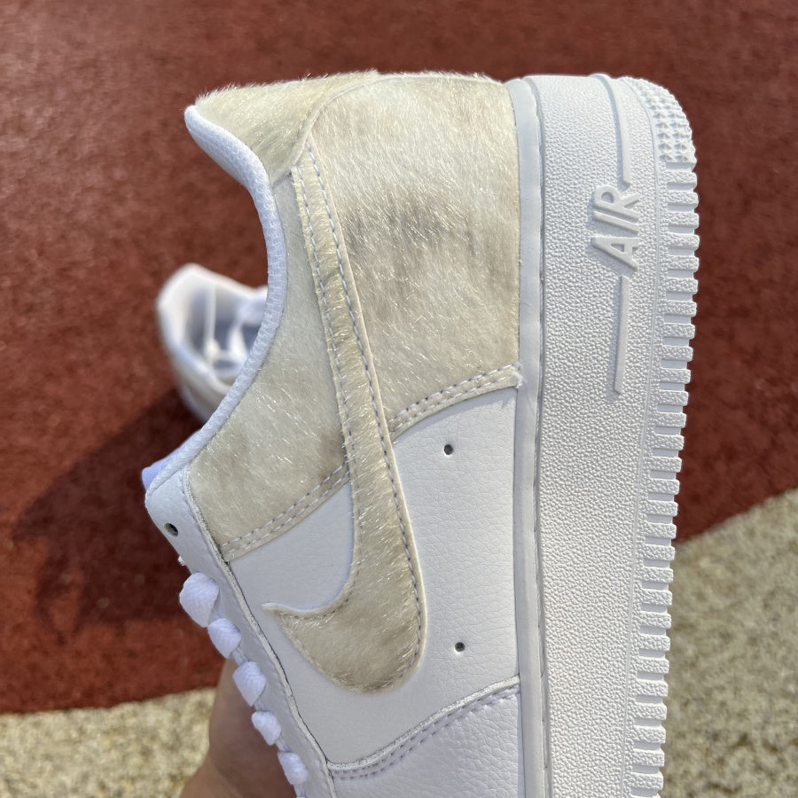 Nike Air Force 1 Low White Pony Hair Heel