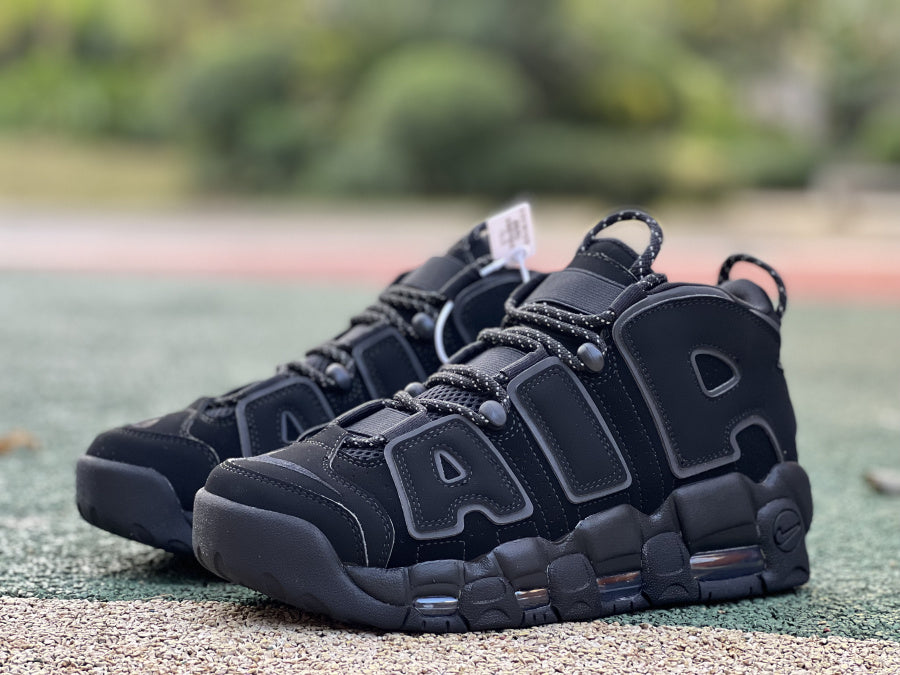 Nike uptempo black outlet reflective