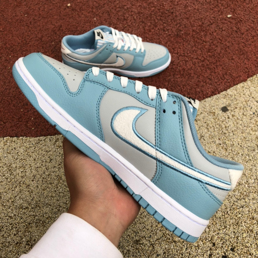 Nike Dunk Low Retro Fleece Swoosh Worn Blue